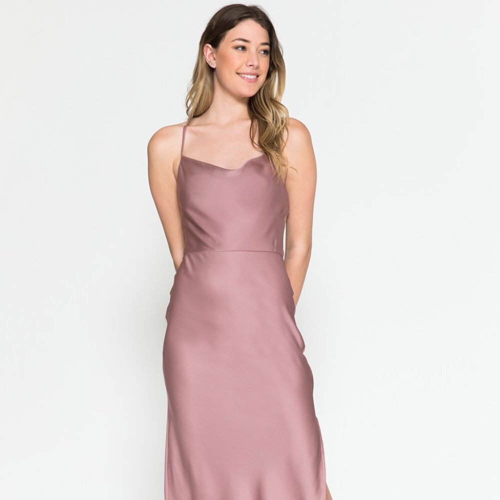 NEW LONG SHEATH OFF THE SHOULDER SLEEVELESS SATIN DRESS WITH ZIPPER BACK AC 6115